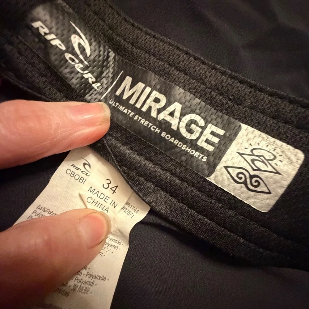 Rip Curl‎ Mirage Ultimate Stretch Boardshorts Black Cordura Mens Swim Trunks